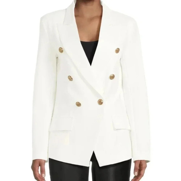 Attitude Unknown Women Double Breasted Blazer with Metallic Buttons - Picture 1 of 9